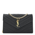 Grain De Poudre Matelasse Chevron Monogram Chain Wallet Black