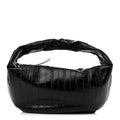 Glossy Calfskin Eelskin Embossed Medium Olivia Hobo Black