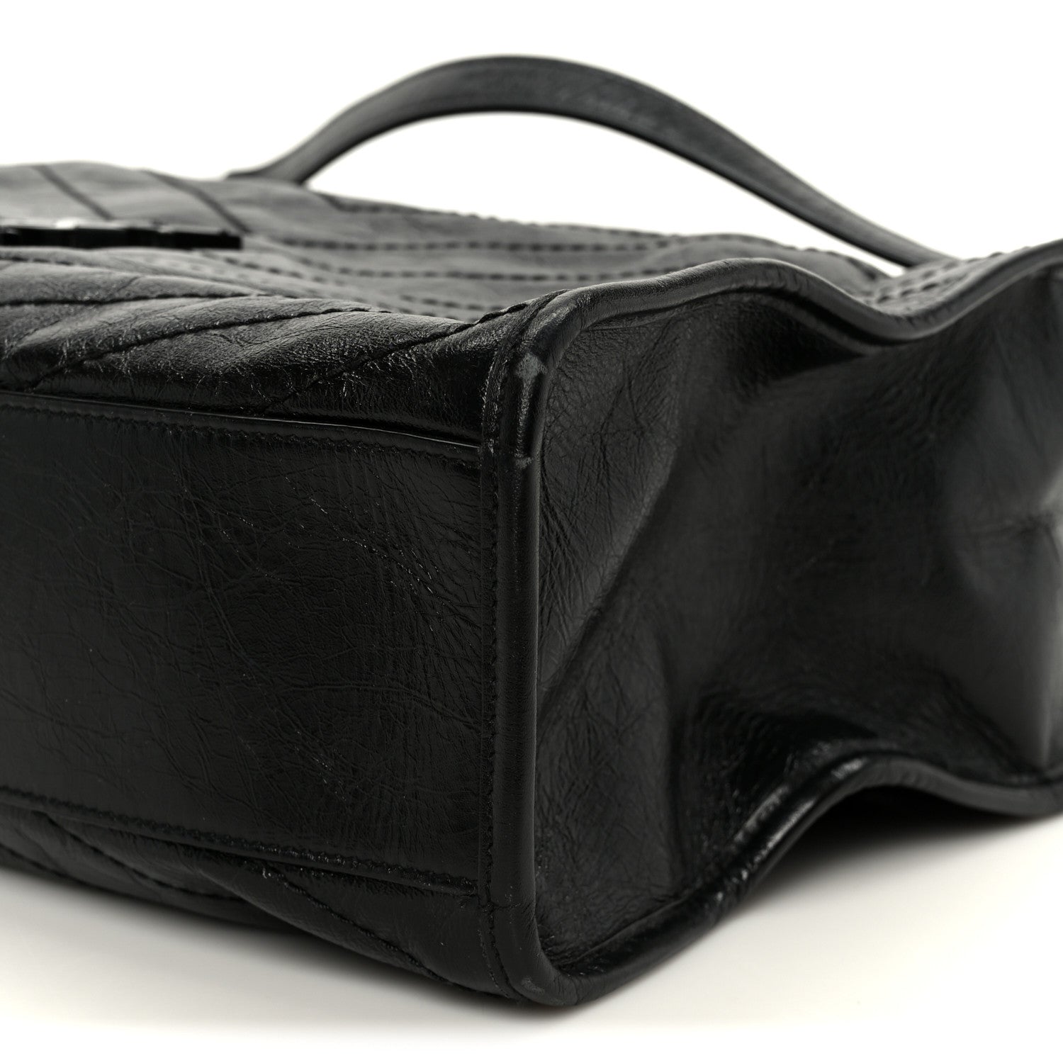 Crinkled Calfskin Matelasse Monogram Large Niki Shopper Tote Black