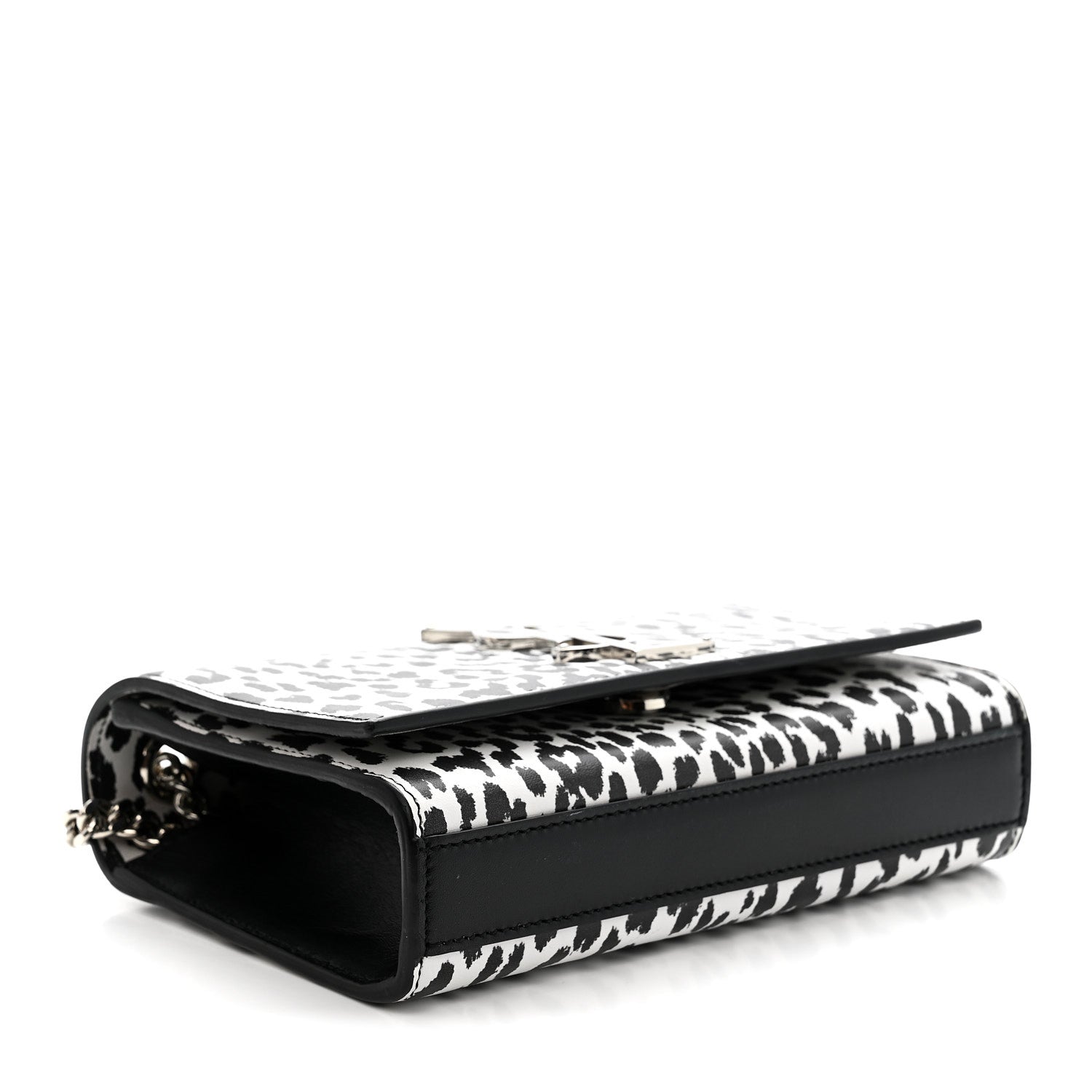 Calfskin Leopard Small Monogram Kate Satchel White Black