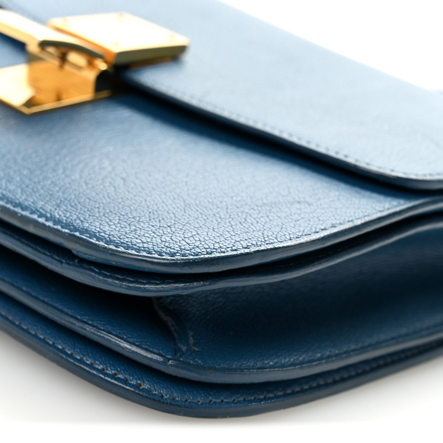 Goatskin Calfskin Medium Classic Box Flap Bag Deepsea
