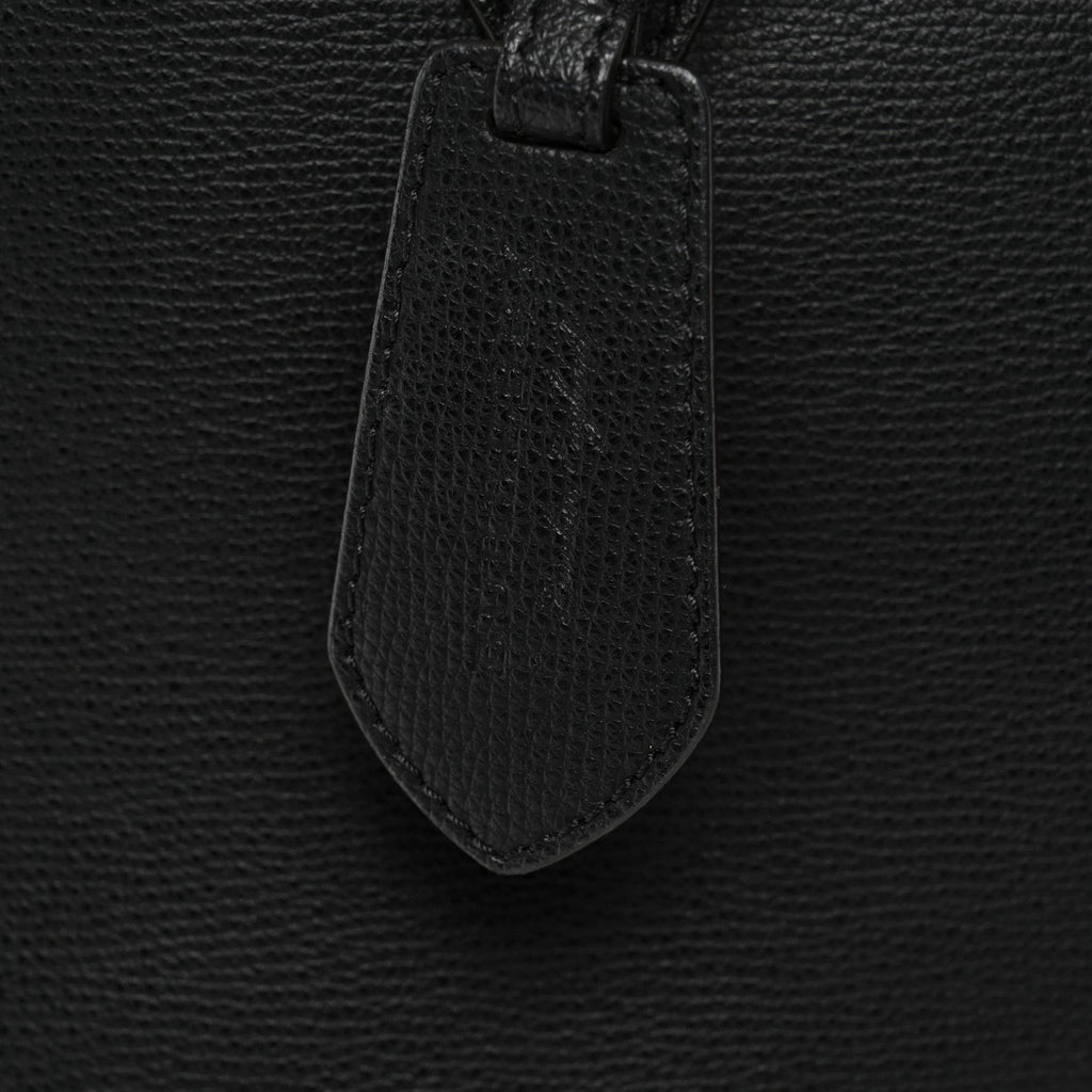 Grainy Calfskin Haymarket Check Small Reversible Tote Black