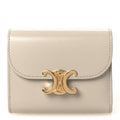 Shiny Calfskin Small Triomphe Wallet Pale Beige