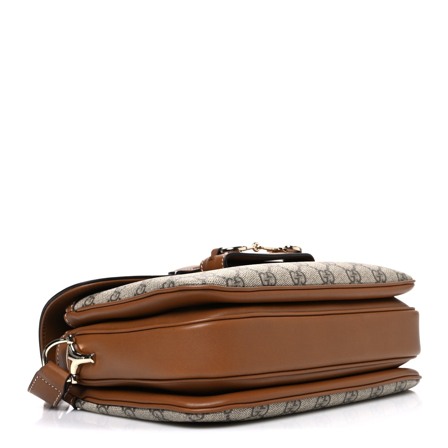 GG Supreme Monogram Horsebit 1955 Soft Small Shoulder Bag Beige Brown