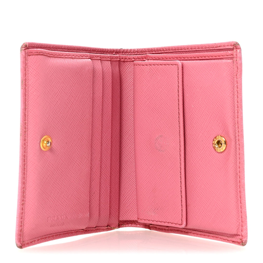 Saffiano Metal Compact Snap Bi-Fold Wallet Geranio