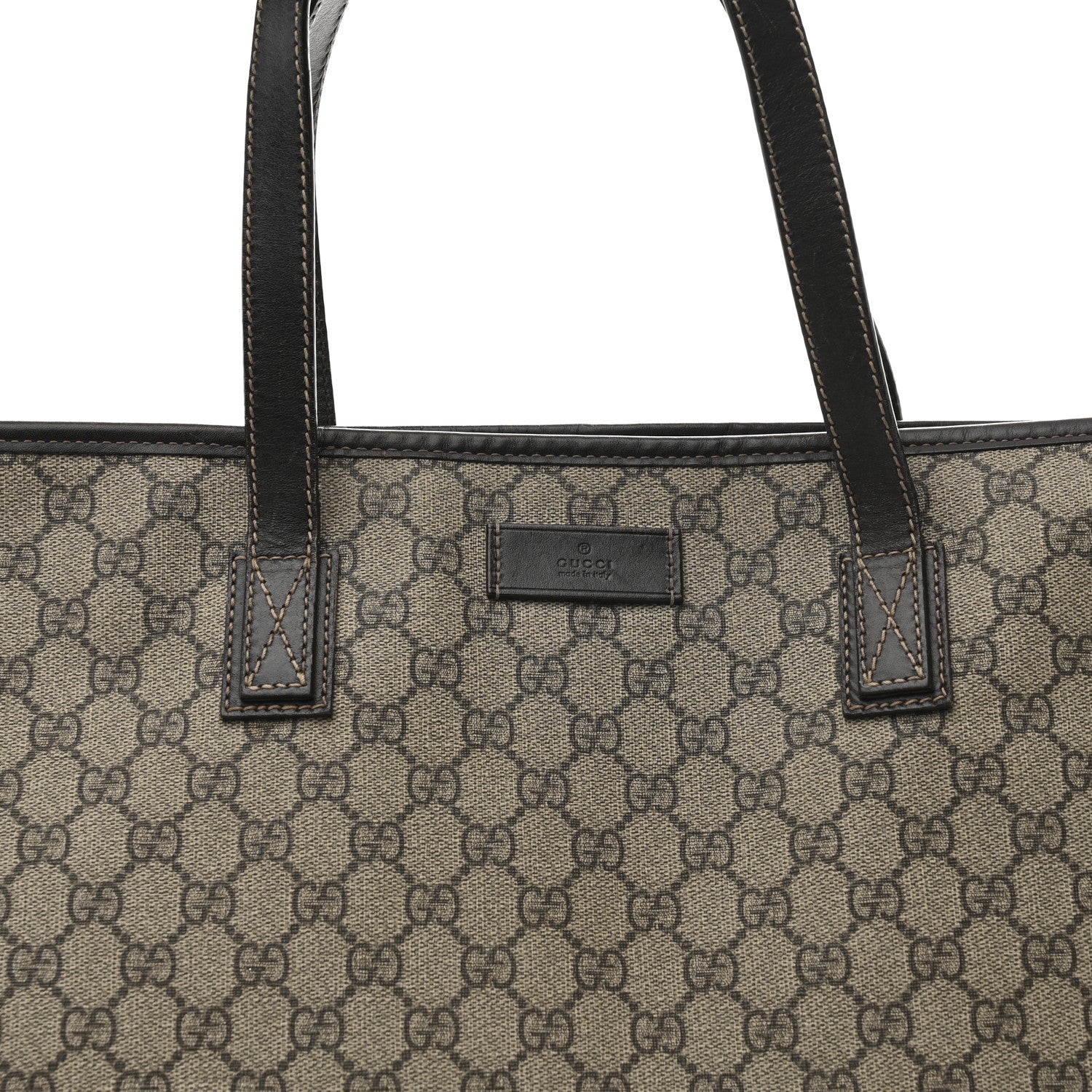 GG Supreme Monogram Large Zippered Shopping Tote Dark Brown