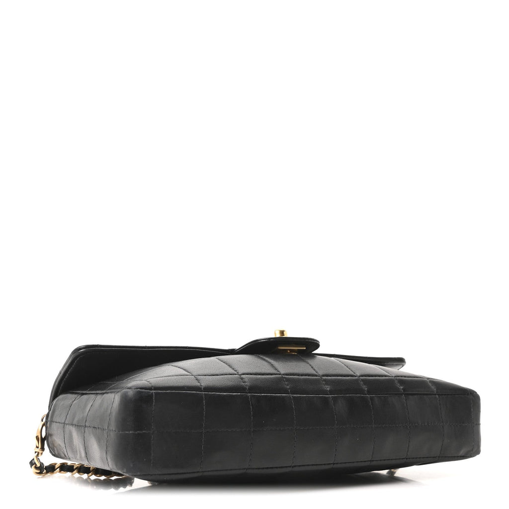 Lambskin East West Chocolate Bar Flap Black