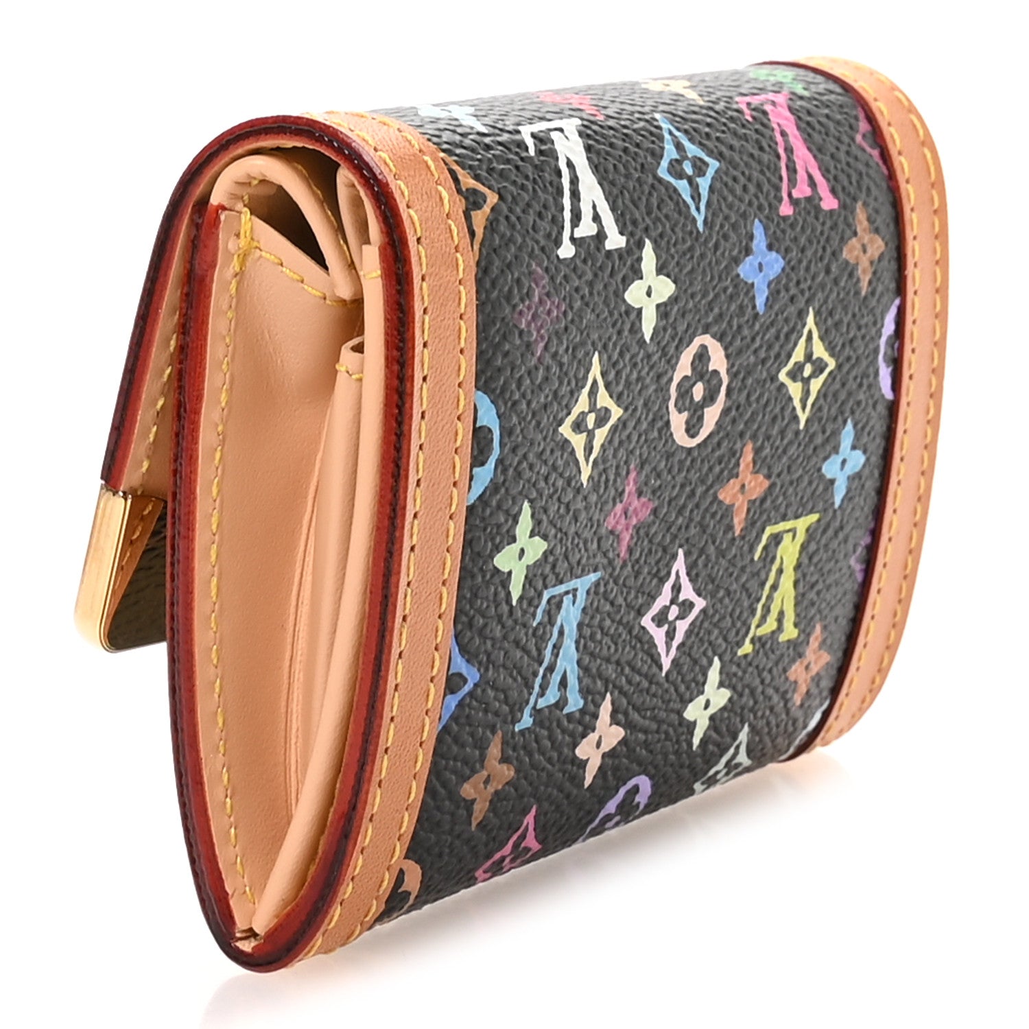Monogram Multicolor Porte-Monnaie Plat Coin Purse Black
