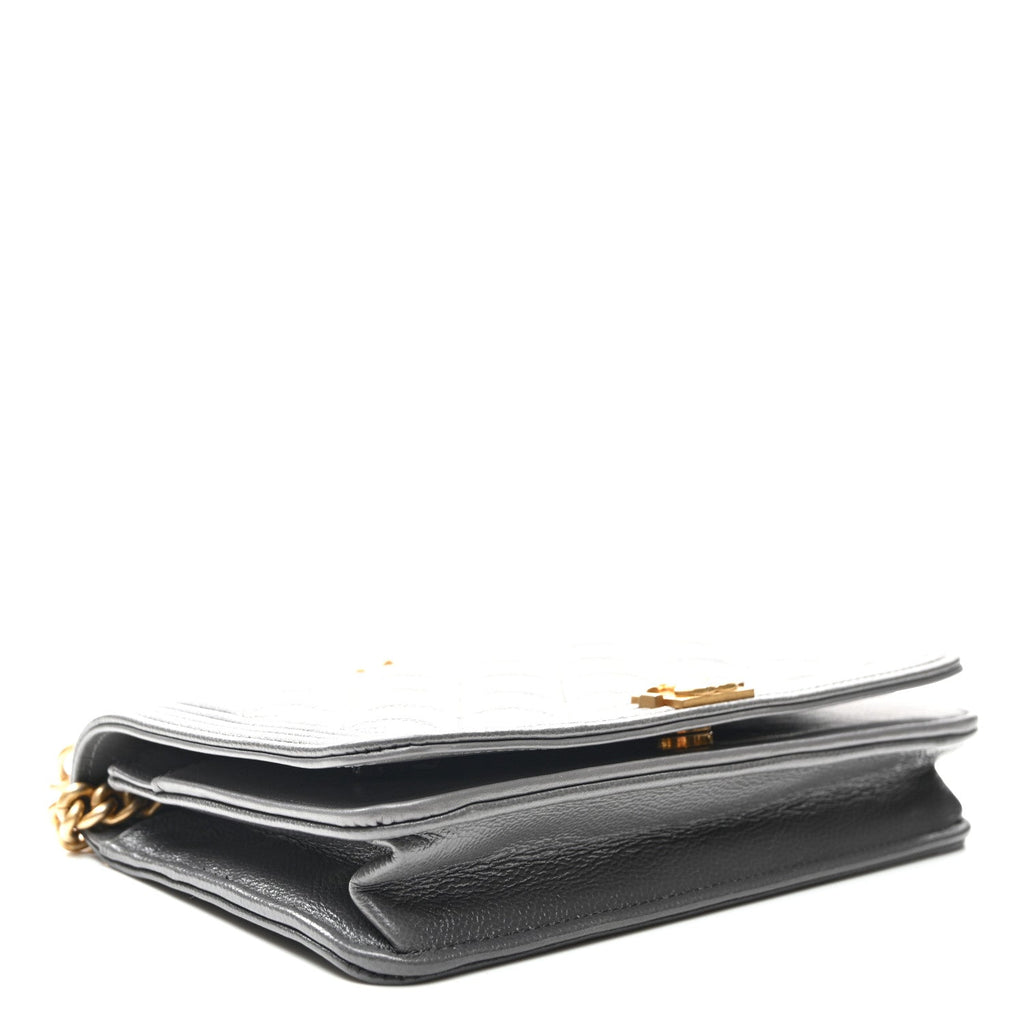 Caviar Quilted Boy Wallet On Chain WOC Grey