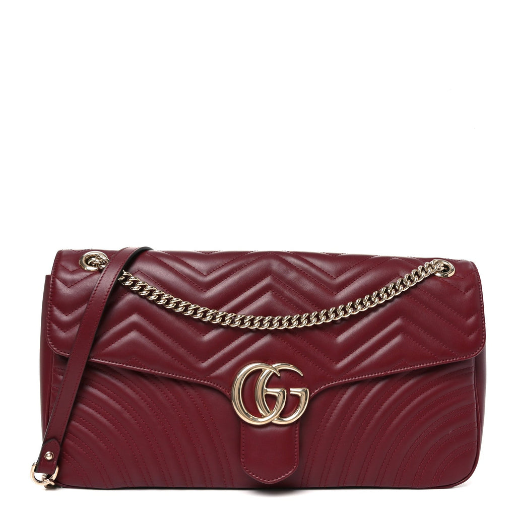 Calfskin Matelasse Large Horizontal GG Marmont Shoulder Bag Black