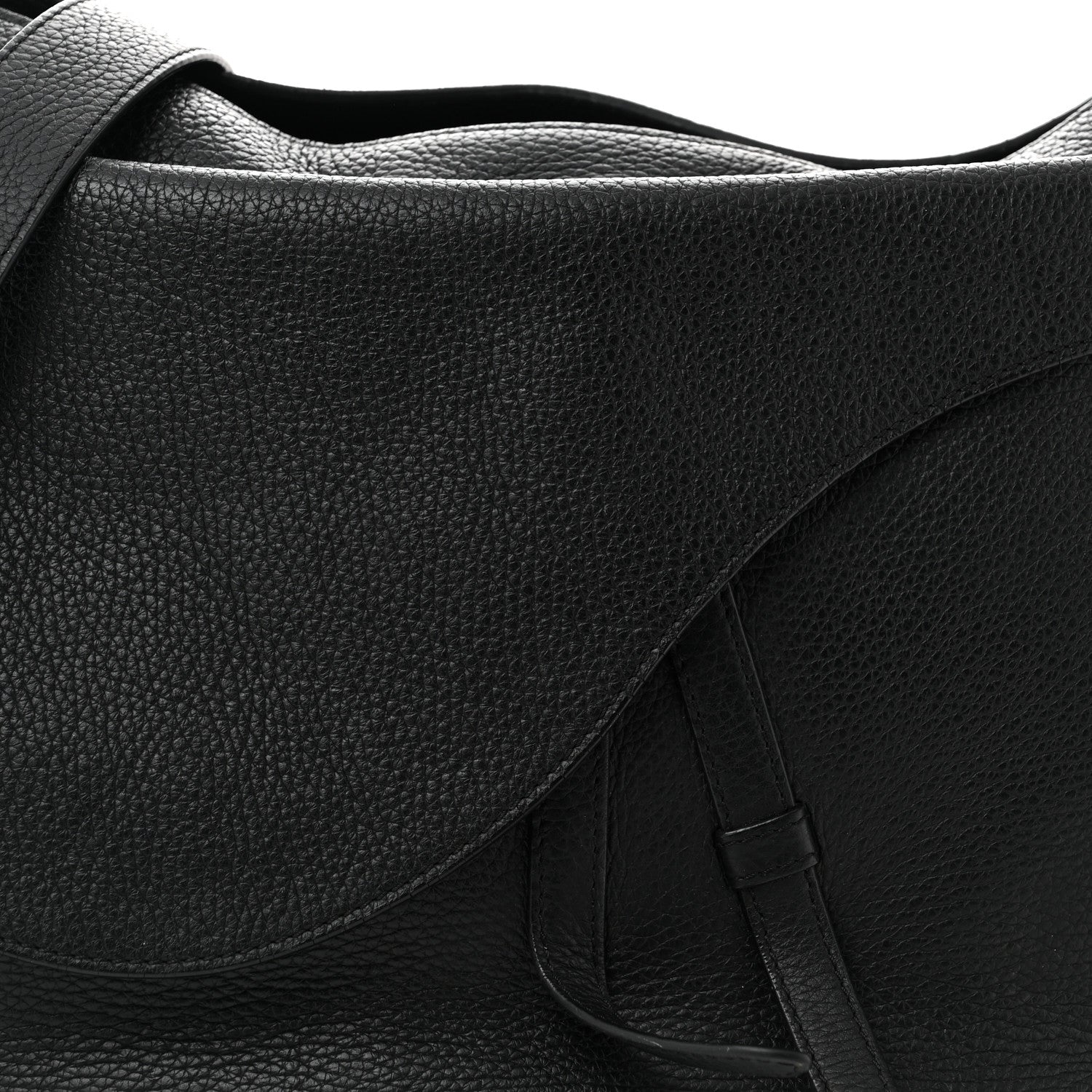 Grained Calfskin Saddle Soft Bag Black