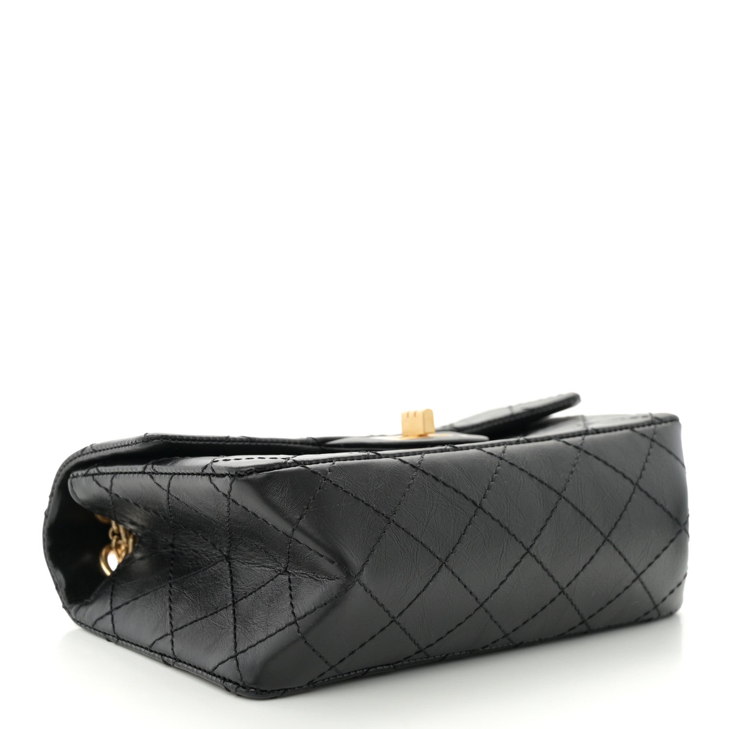 Aged Calfskin Quilted 2.55 Reissue Mini Flap Black