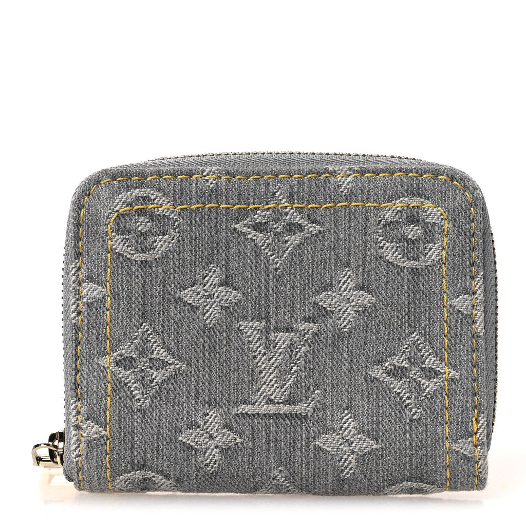 Denim Monogram Zippy Coin Purse Washed Gray