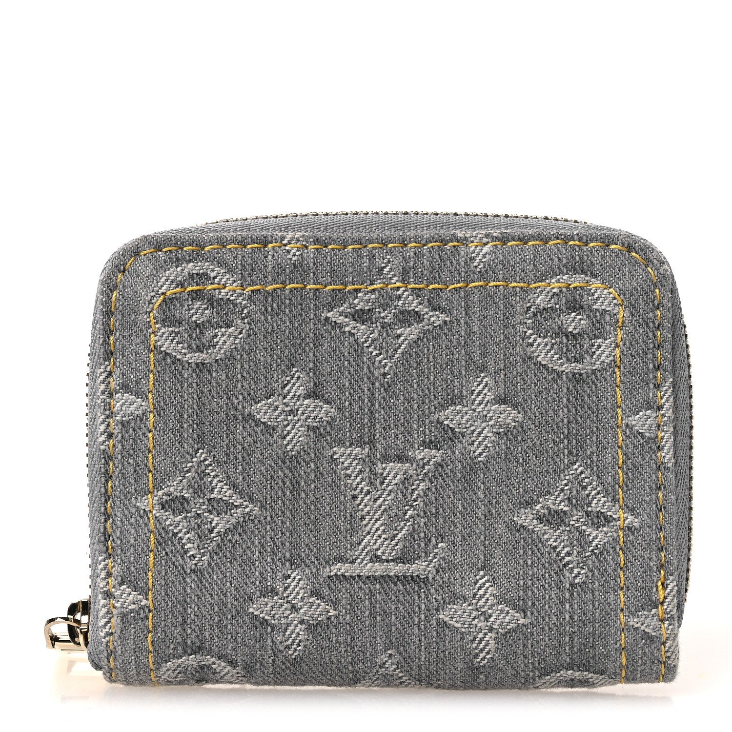 Denim Monogram Zippy Coin Purse Washed Gray