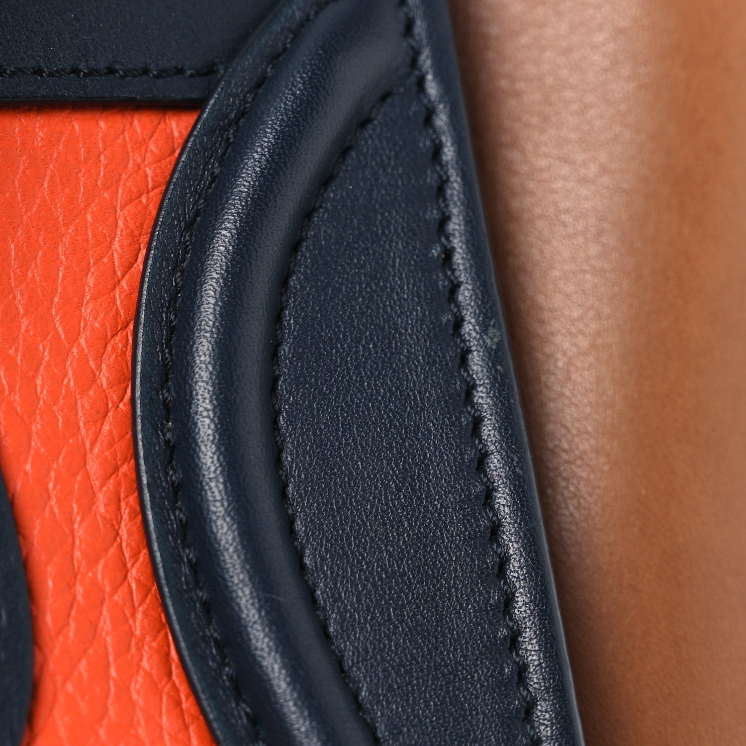 Elephant Calfskin Nano Tri-Color Luggage Bright Orange