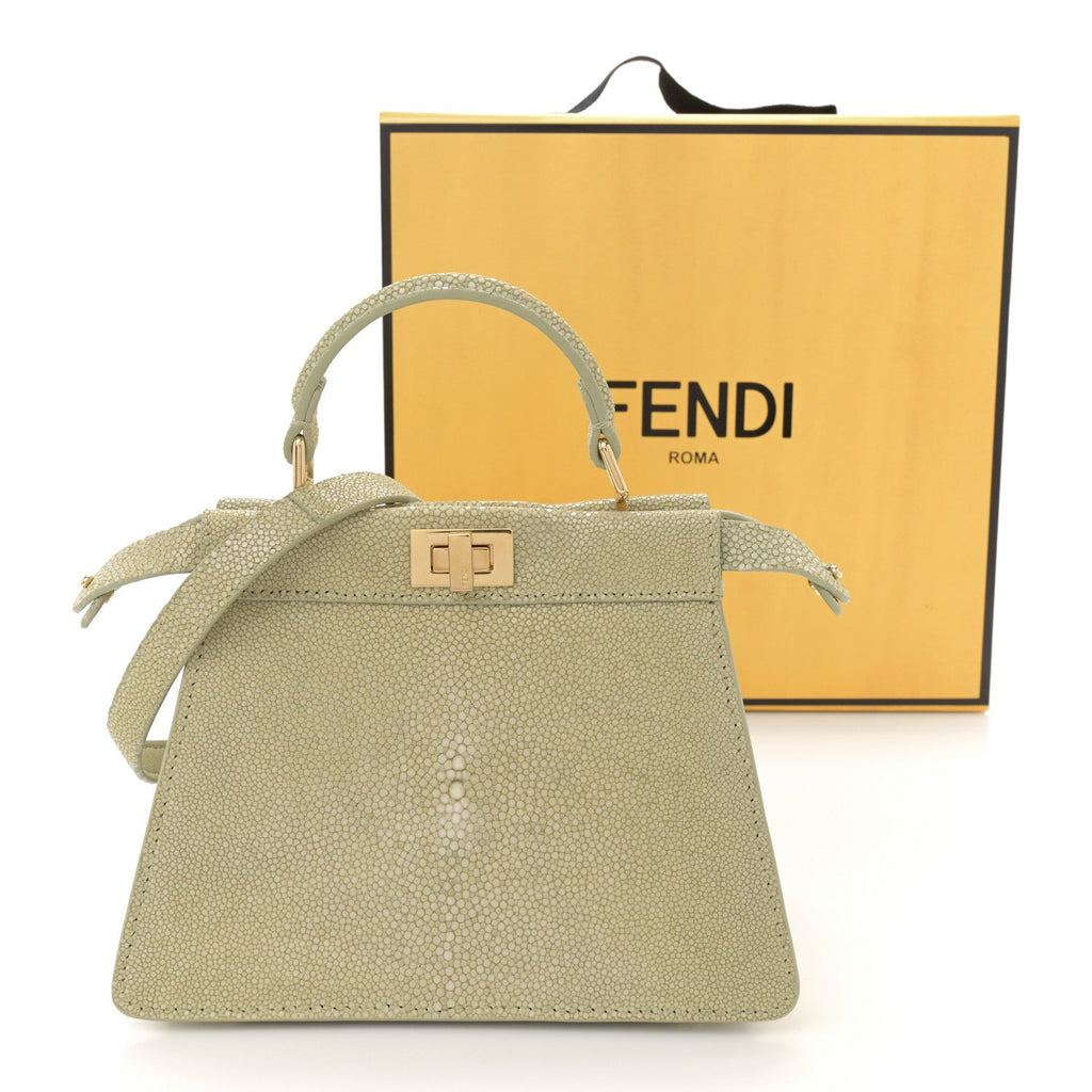 Stingray Shiny Nappa Petite Peekaboo I SEE U Satchel Green