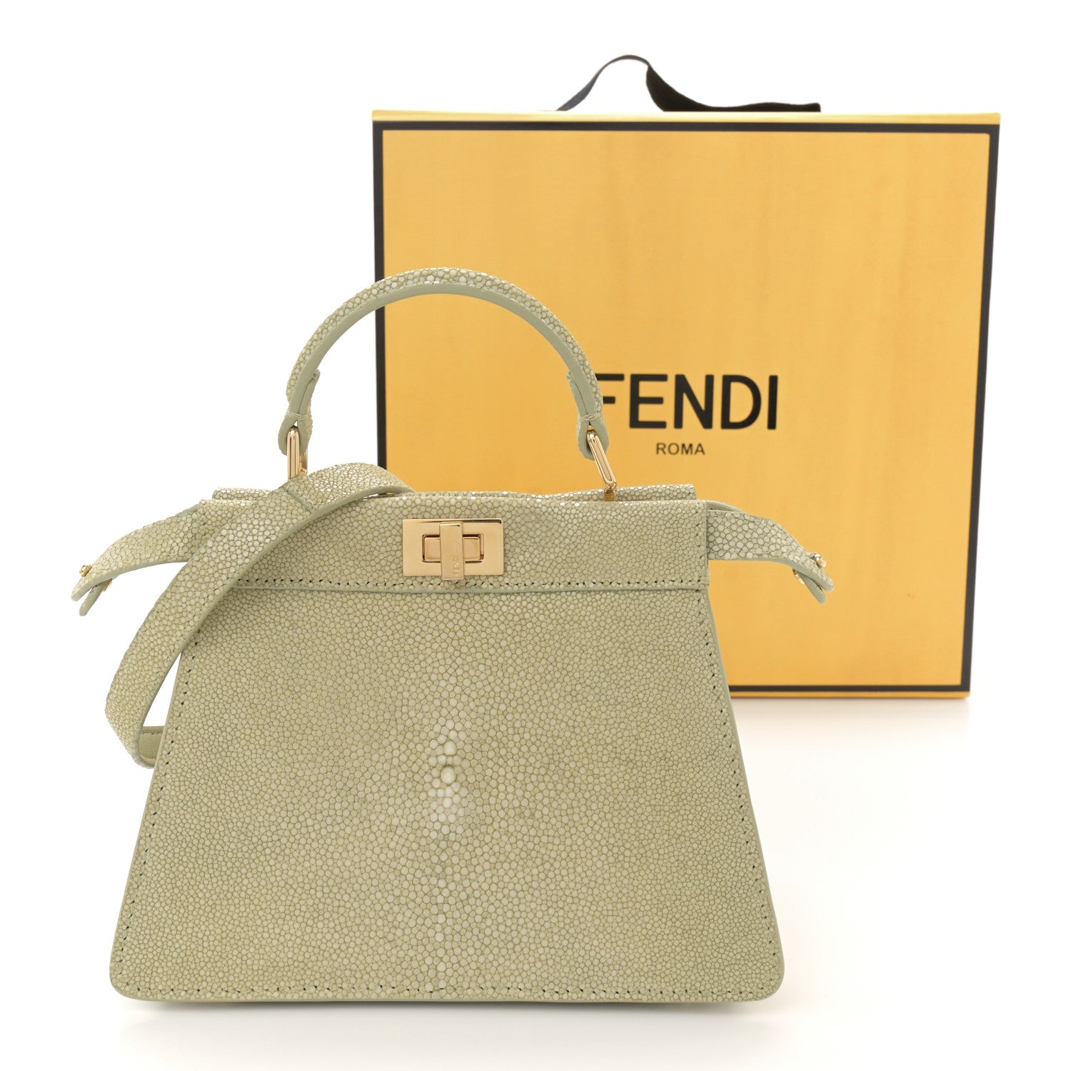Stingray Shiny Nappa Petite Peekaboo I SEE U Satchel Green
