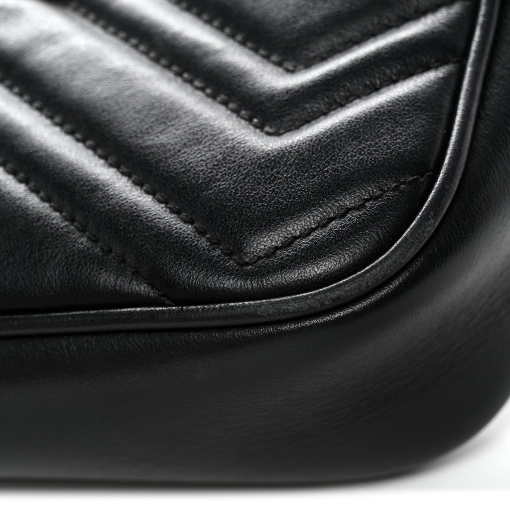 Calfskin Matelasse Mini GG Marmont Chain Shoulder Bag Black
