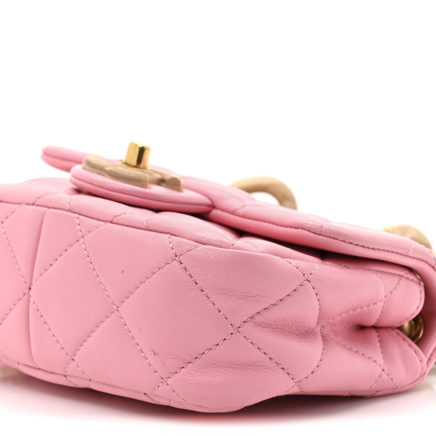 Lambskin Wenge Quilted Mini Fashion Wood Square Flap Pink