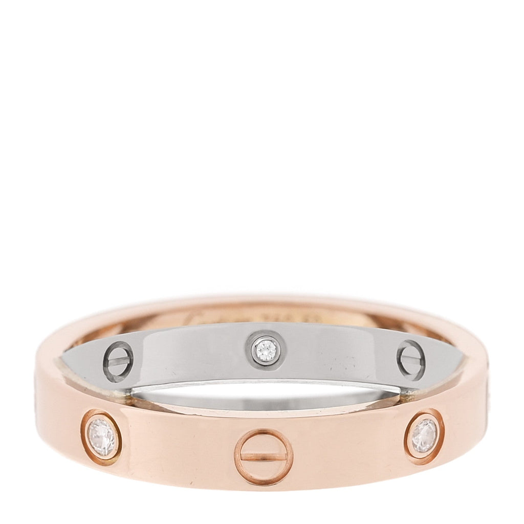 18K Pink White Gold 6 Diamond LOVE Ring 50 5.5