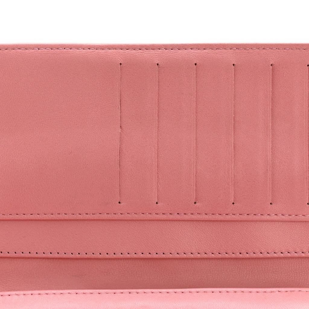 Lambskin Quilted Large Flap Wallet Pink