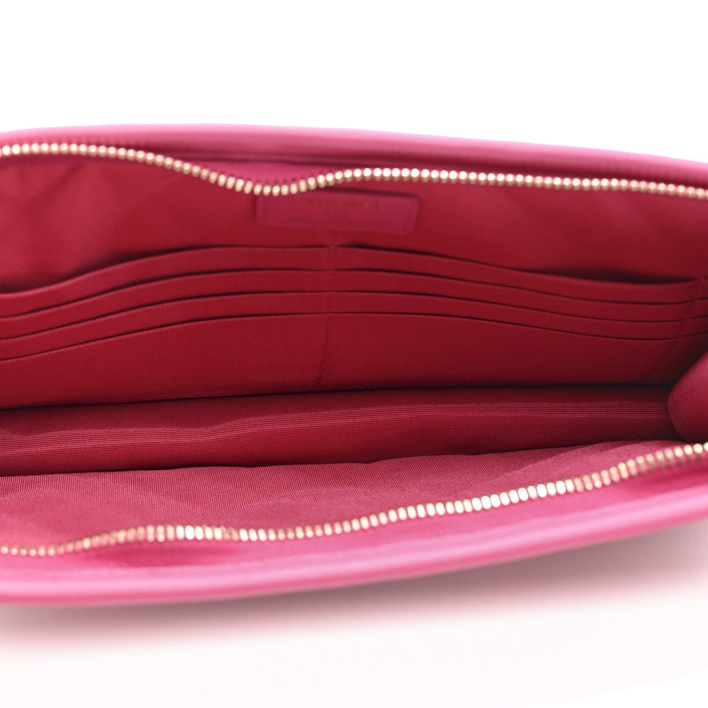 Tweed PVC Lambskin Wristlet Pouch Pink