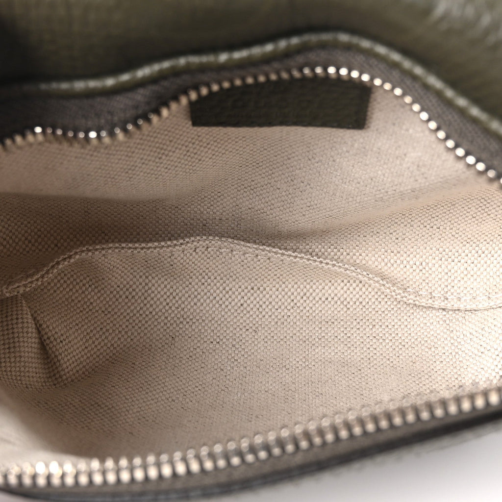 Piuma Calfskin Jumbo GG Embossed Small Belt Bag Dark Green