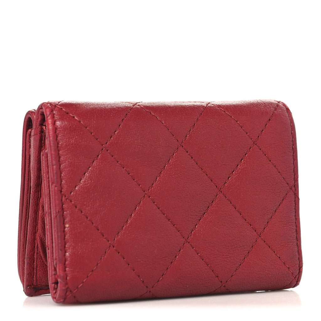 Caviar Quilted Vintage Mademoiselle Flap  Holder Dark Pink