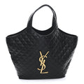 Lambskin Quilted Maxi Icare Shopping Tote Black
