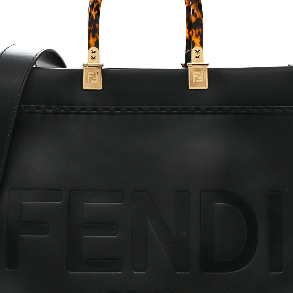 Vitello King Plexiglass Medium Fendi Sunshine Shopper Tote Black