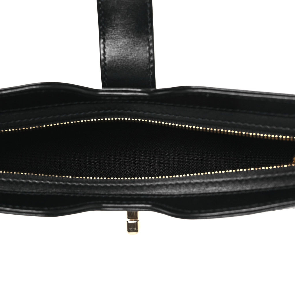 Calfskin Mini Moon Side Shoulder Bag Black