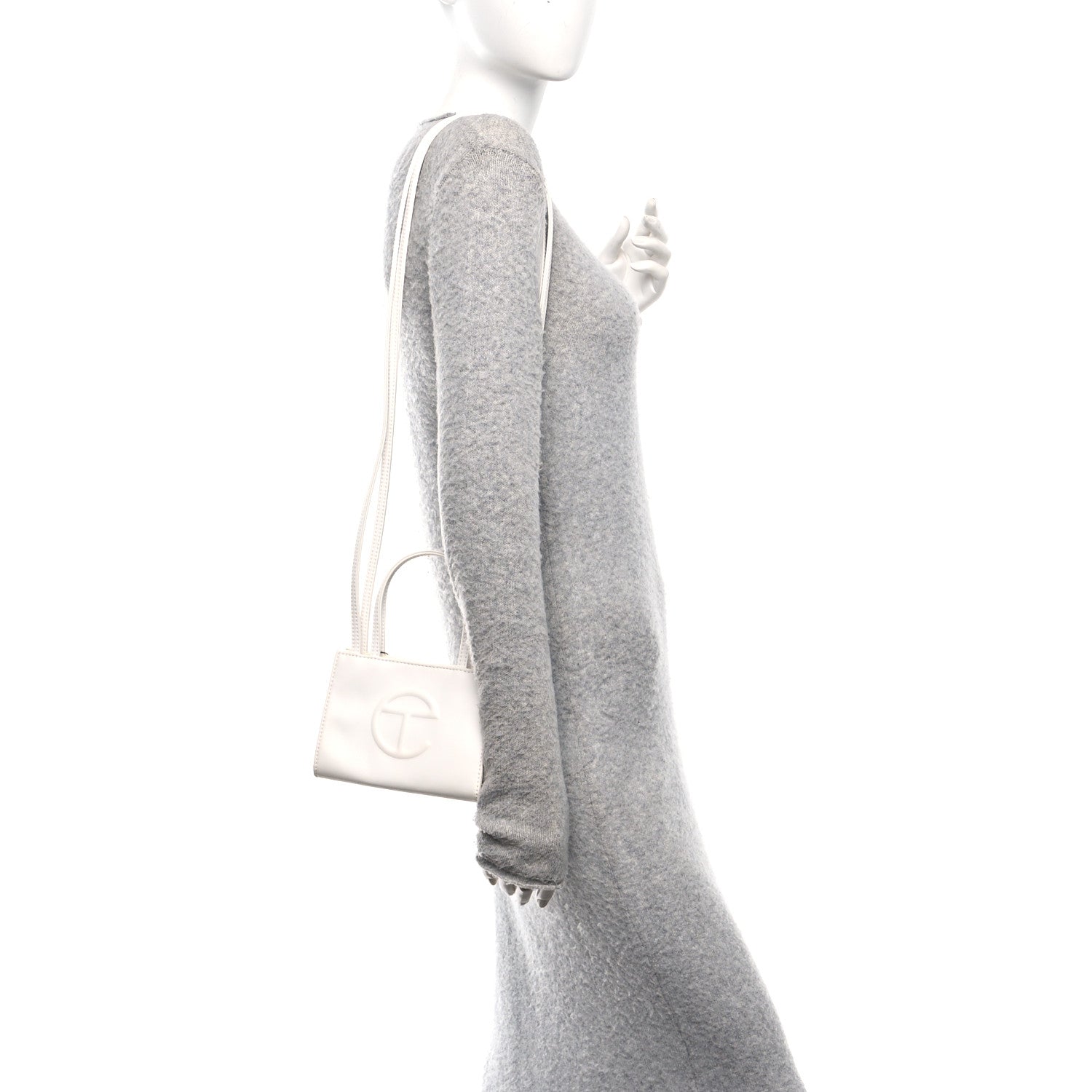 Vegan Leather Small Shopping Bag White