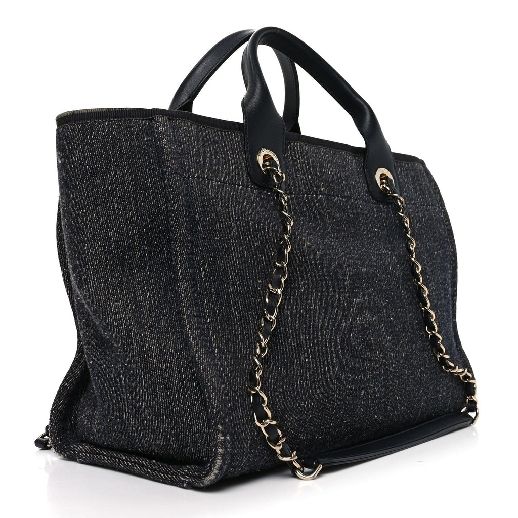 Denim Small Deauville Tote Dark Blue White