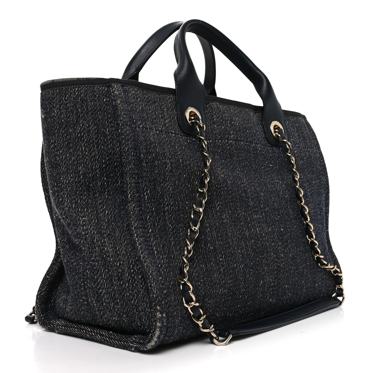 Denim Small Deauville Tote Dark Blue White