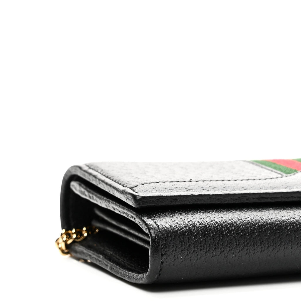 Textured Calfskin Web Ophidia Wallet On Chain Black