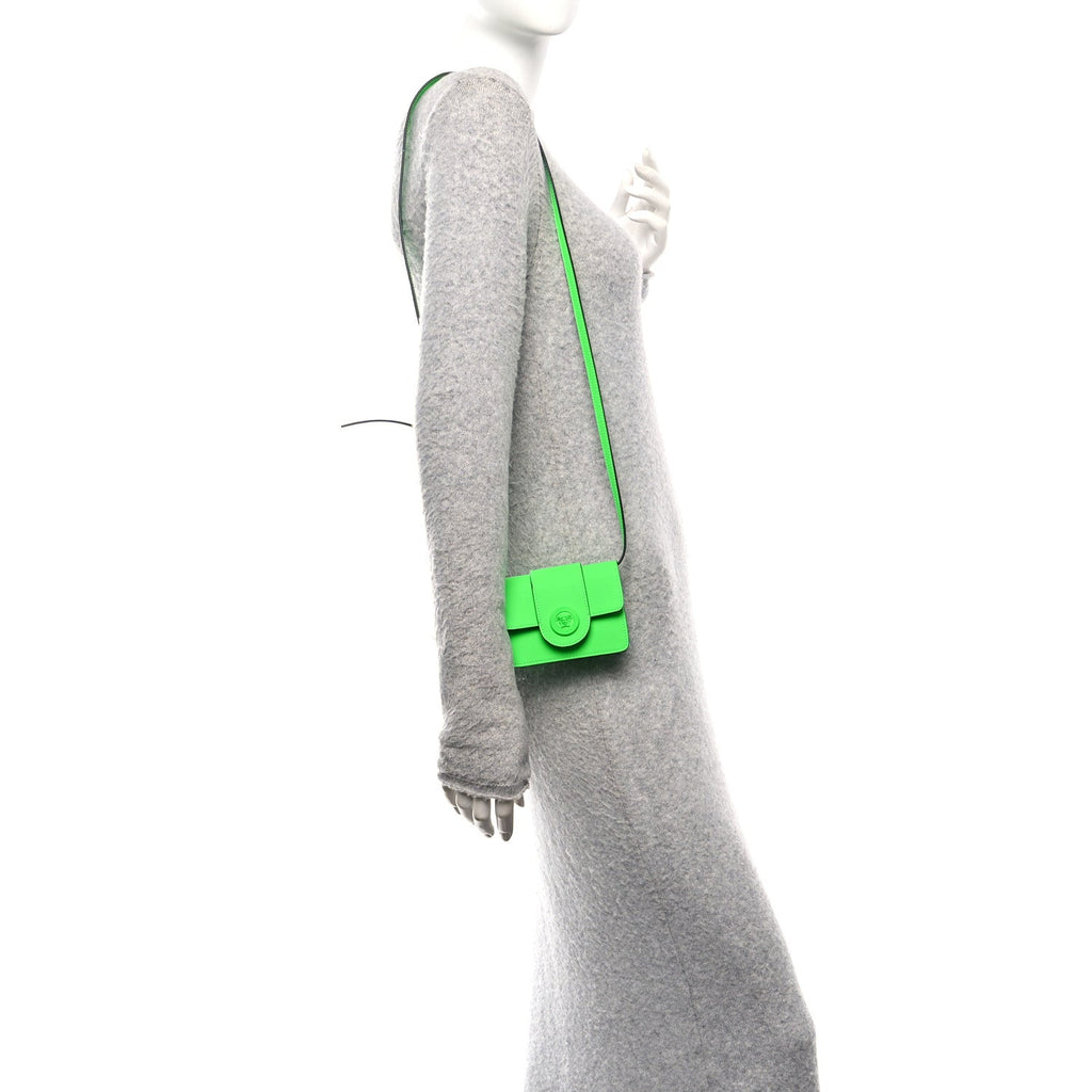 Calfskin Rubber Medusa Shoulder Bag Lime