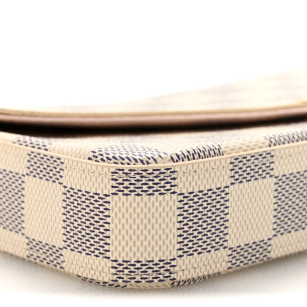 Damier Azur Pochette Felicie Chain Wallet Rose Ballerine
