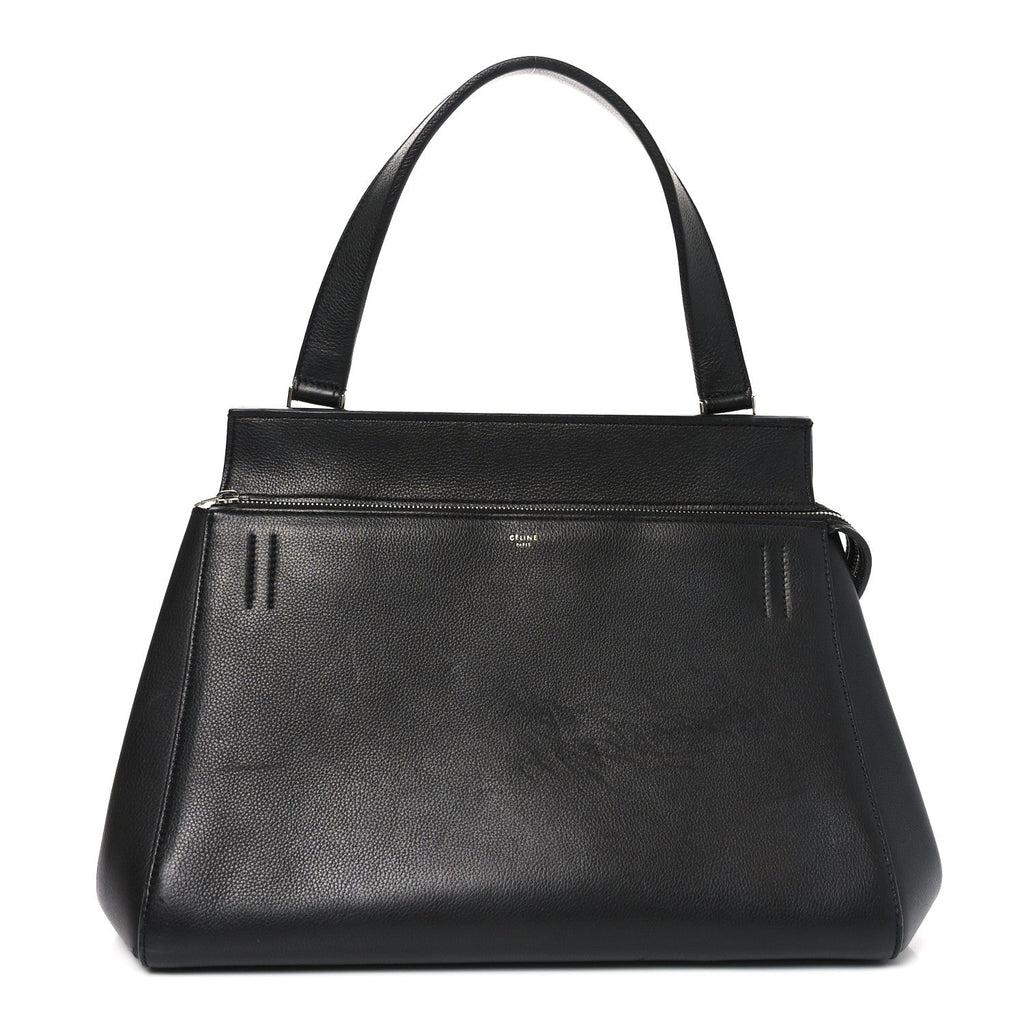 Grained Calfskin Edge Shoulder Bag Black