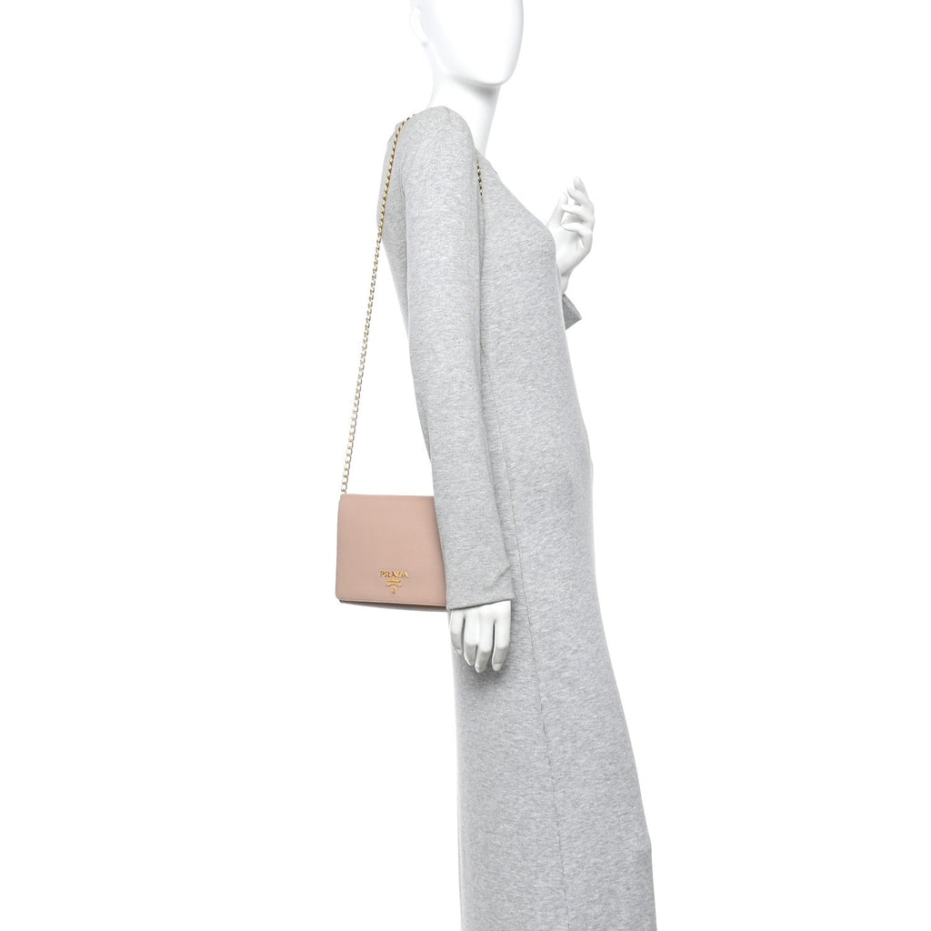 Saffiano Chain Crossbody Bag Cipria