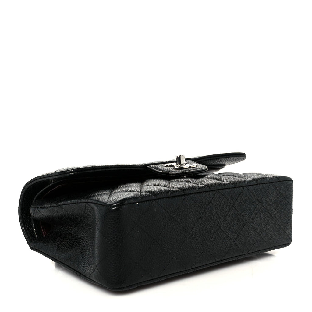 Caviar Quilted Small Double Flap Black