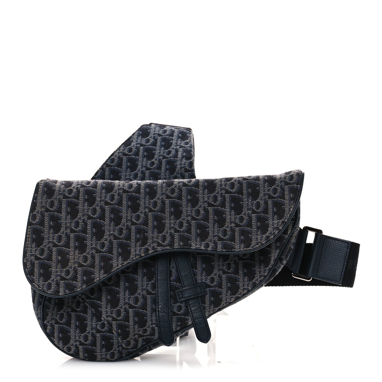 Oblique Mens Saddle Bag Black Blue