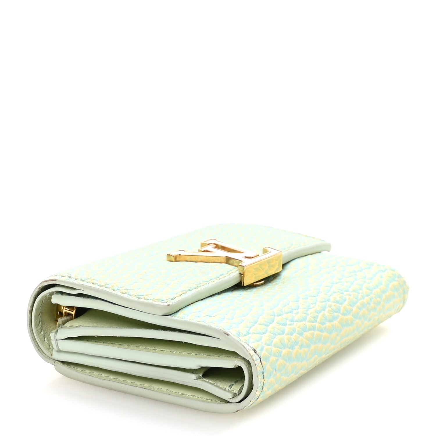 Taurillon Summer Stardust Capucines XS Wallet Vert D'Eau