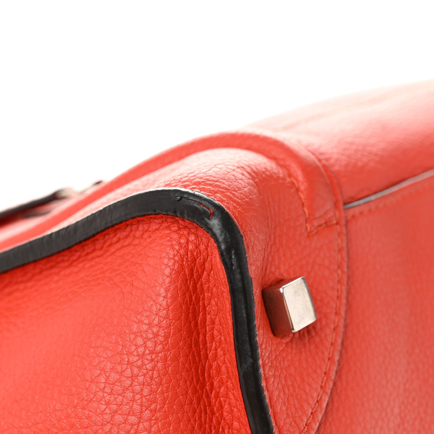 Drummed Calfskin Mini Luggage Coquelicot