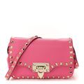 Vitello Mini Rockstud Flap Saddle Crossbody Bag Fuxia Fluo