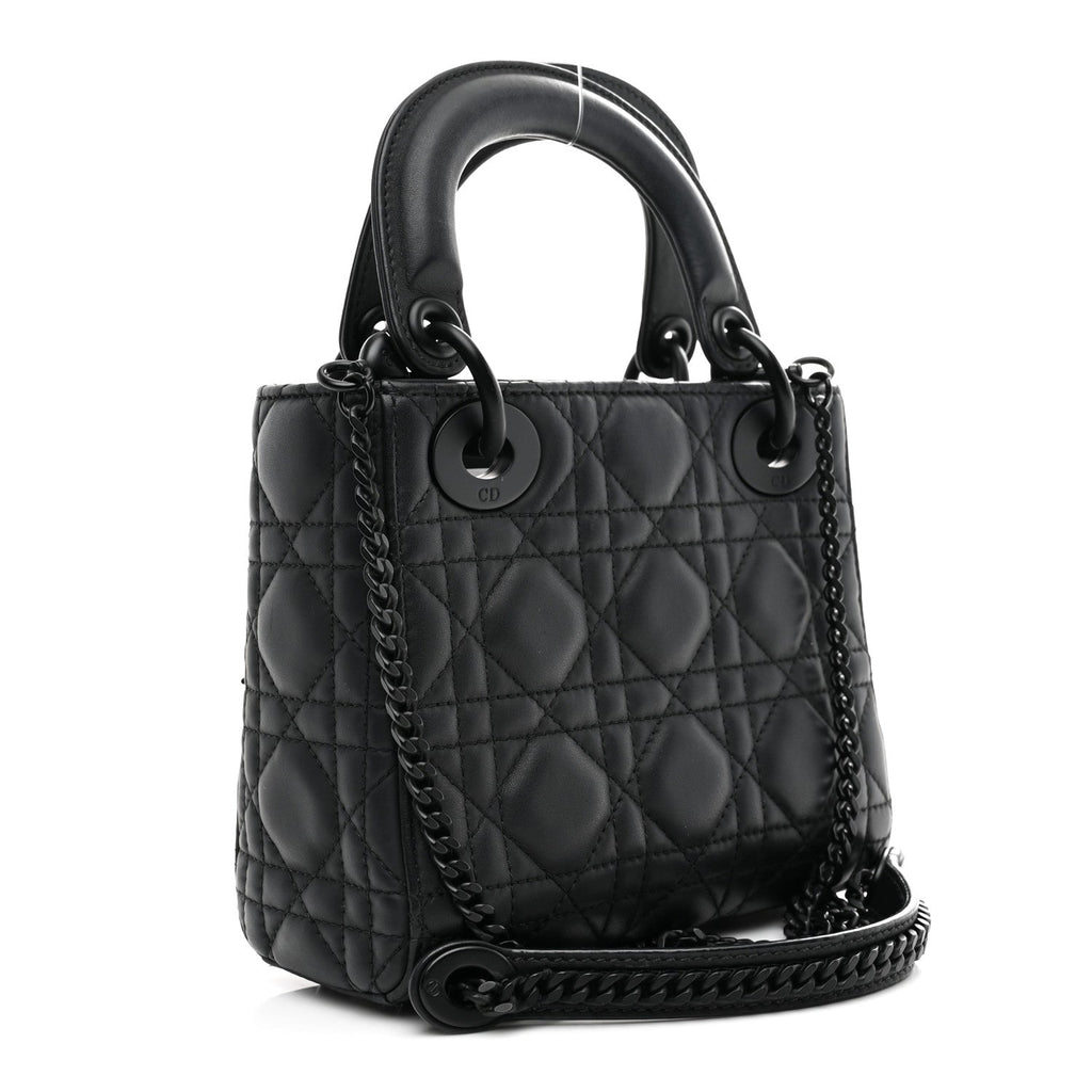 Ultra Matte Calfskin Cannage Mini Lady Dior Black