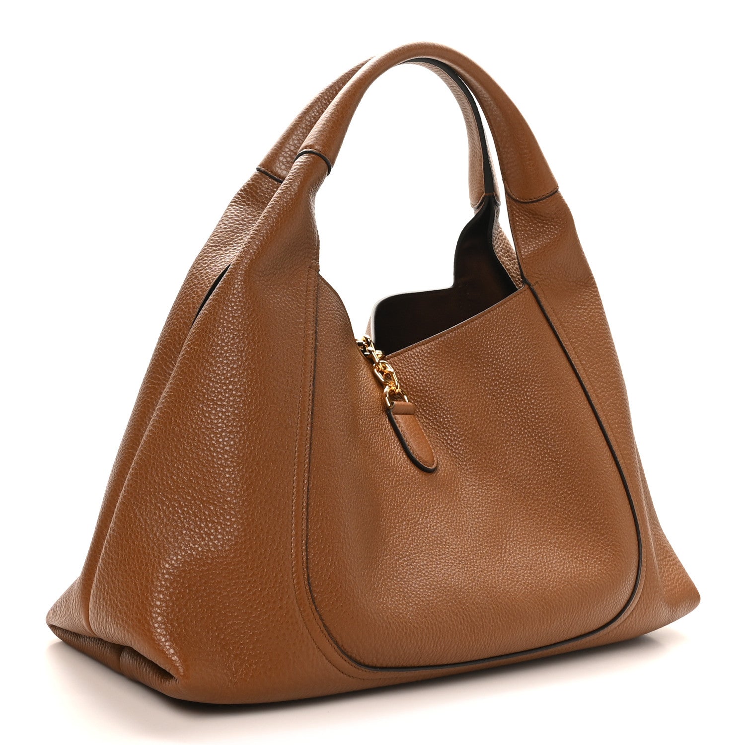 Grained Calfskin Softbit Maxi Shoulder Bag Brown