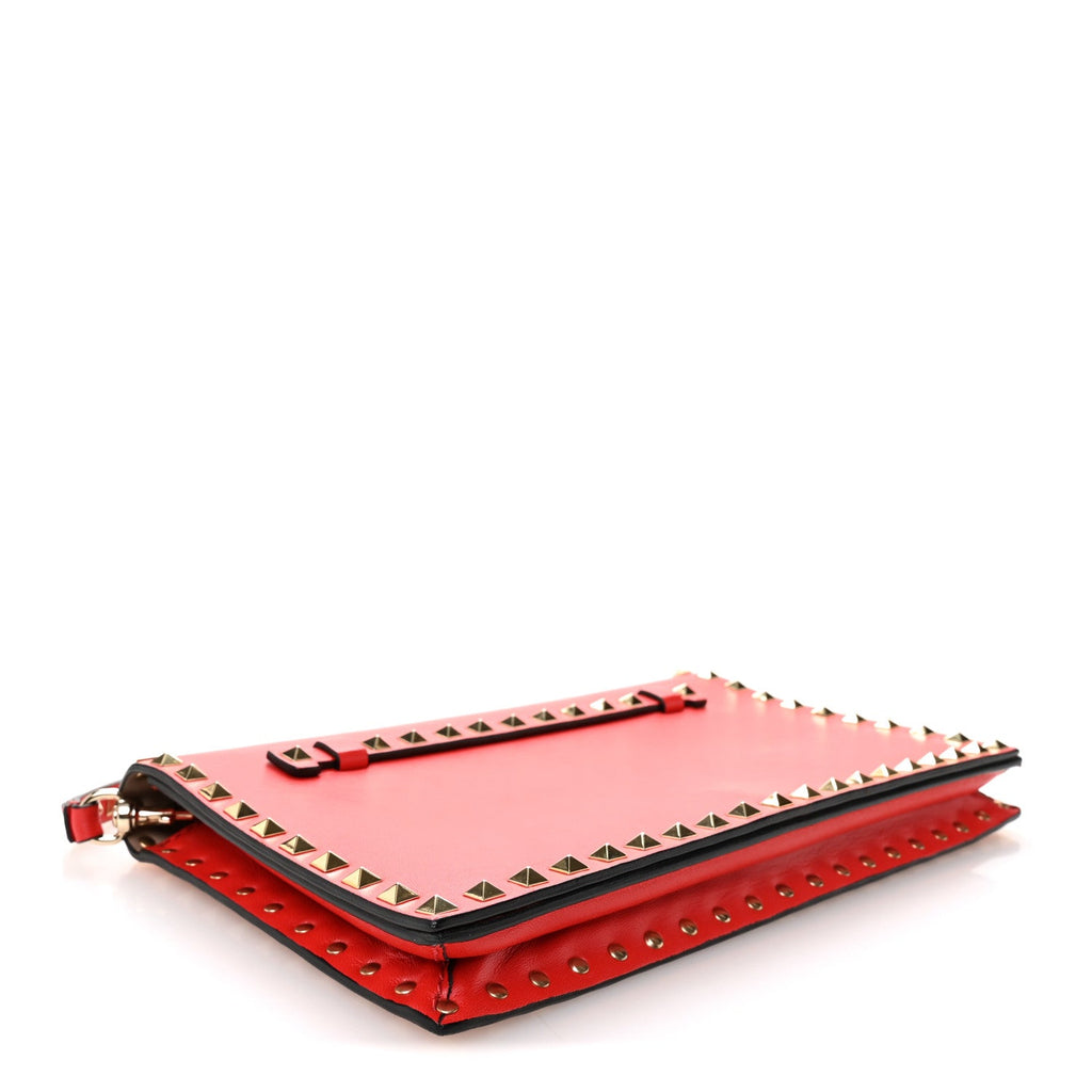 Nappa Rockstud Wristlet Clutch Rosso Valentino
