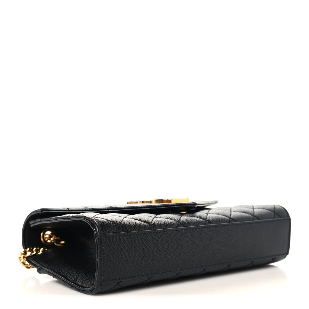Grain De Poudre Textured Mixed Matelasse Triquilt Small Monogram Satchel Black