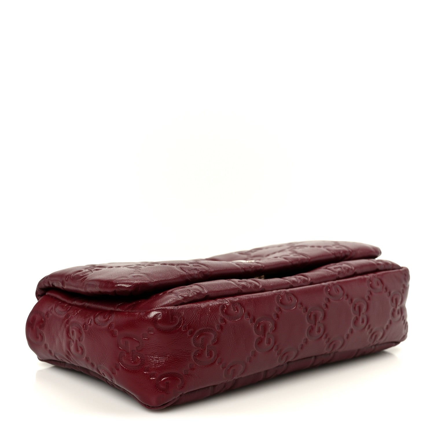 Lambskin Embossed Mini GG Milano Top Handle Shoulder Bag Rosso Ancora