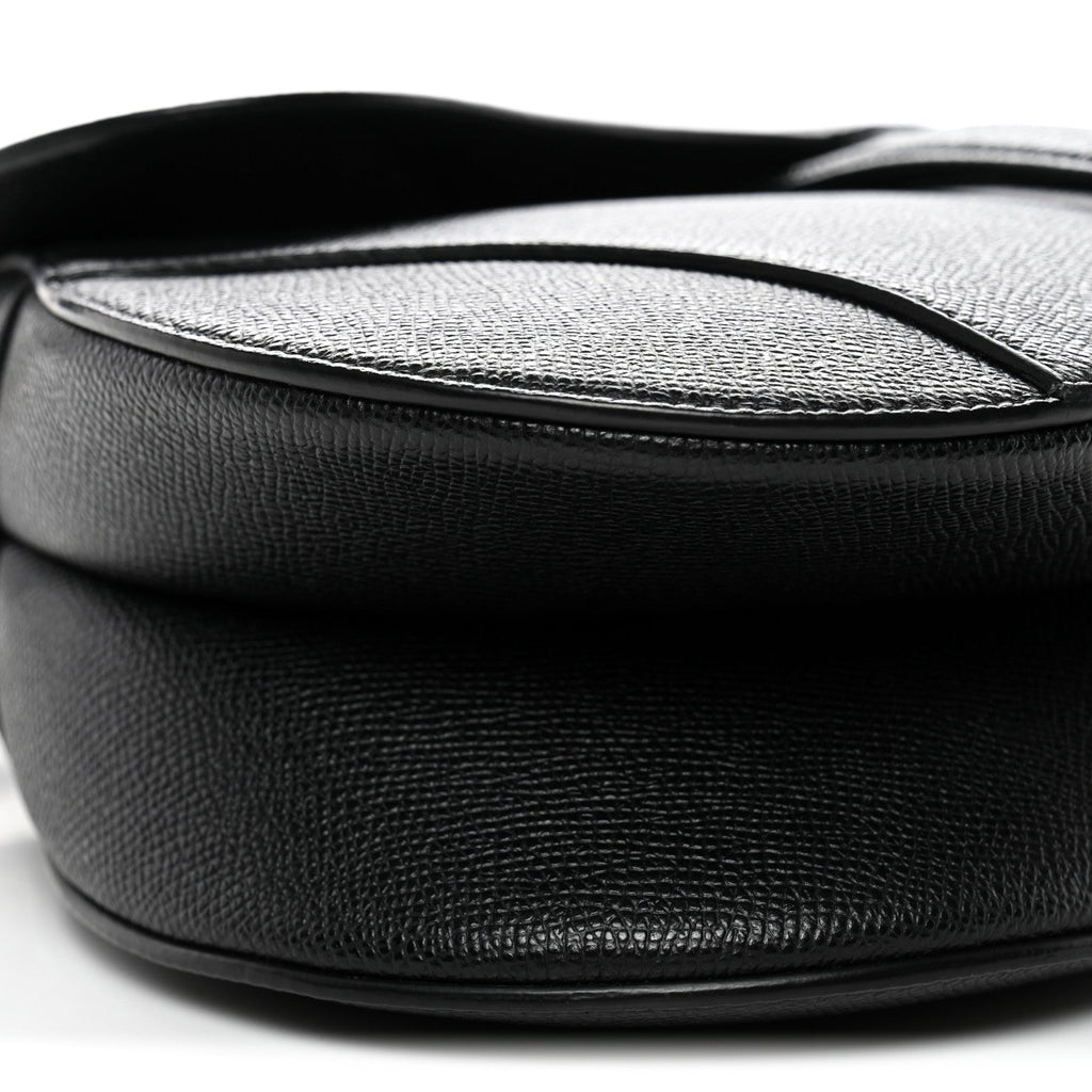 Grained Calfskin Saddle Bag With Strap Black